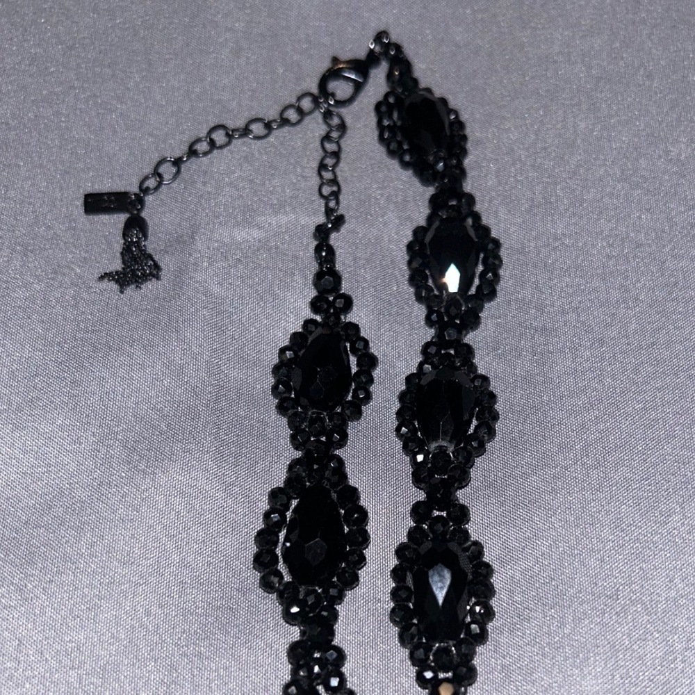 Simply Vera Vera Wang Black Beaded Statement Necklace with Tassel Extender NEW - Picture 5 of 8